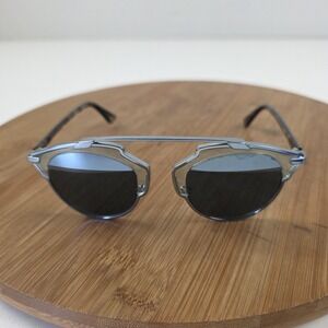 Christian Dior DiorSoReal Sunglasses Womens 48-22 Silver Gray Geometric Italy